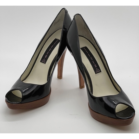 Steven by Steve Madden “Lalo” Peep Toe Black Patent Leather Heels Size 6M - Picture 1 of 7